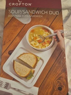 Crofton Soup & Sandwich Duo Tray - White Serving Plate with Bowl
